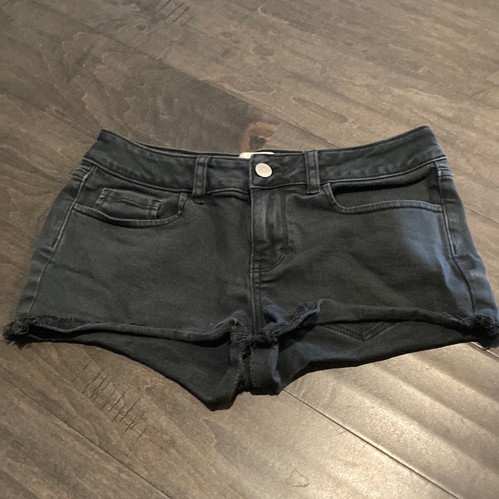PINK Victoria's Secret Black Jean Shorts Frayed Hem